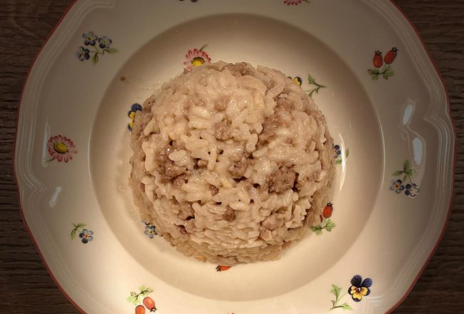 Sausage and Barbera risotto